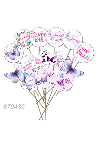 PersonalizatCuStil Set 15 bucati/Decoratiuni Candy Bar cu fluturi
