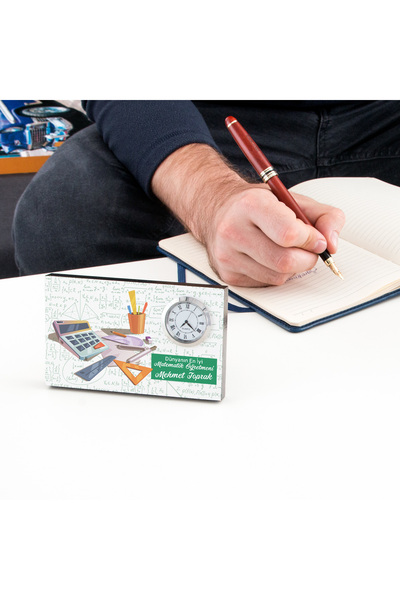 Hediyesepeti Teacher's Day Gift for Math Teacher Frame with Clock