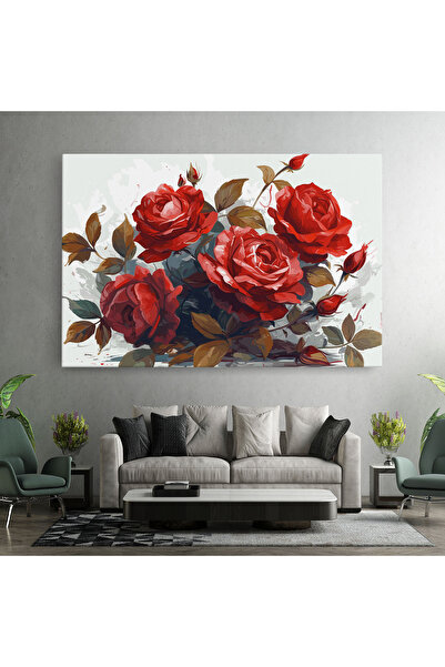 Arthub Canvas Painting, Bedroom And Living Room, Flowers, Beautiful Red Roses