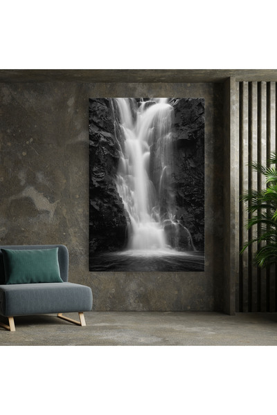 Arthub Canvas Painting, Bedroom And Living Room, Landscapes, Black Rock Waterfall View