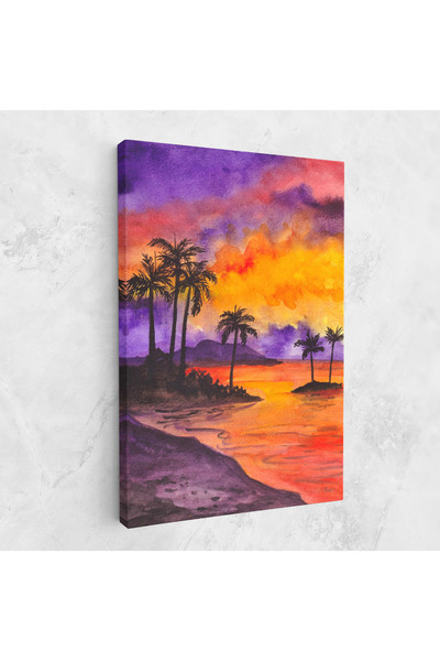 Arthub Canvas Painting, Bedroom And Living Room, Landscapes, Sunset Watercolor Painting