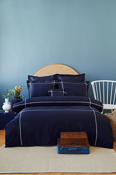 miemaison طقم غطاء لحاف فاخر بلس أزرق داكن 120 خيط - مقاس كينج