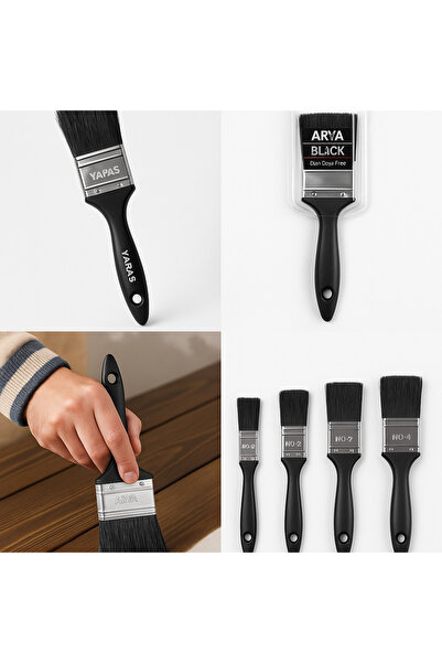 Yapaş Arya Black Oil Paint Brush – Natural & Synthetic Bristle, Ergonomic Handle | Suitable for All Surfaces