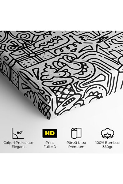 Arthub Canvas Painting, Bedroom And Living Room, Modern, Doodle Black Line