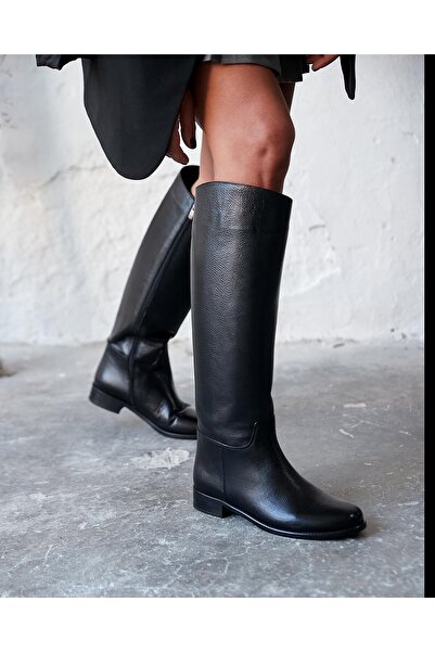 PELİN'İN AYAKKABILARI JENGA SİYAH DERİ ÇİZME