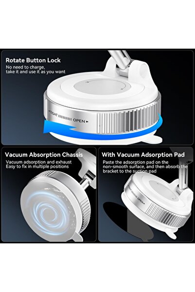 Generic Strong Suction Vacuum Magnetic Car Holder: Foldable Phone Mount, Secure & Universal Fit