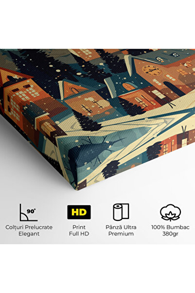 Arthub Canvas Painting, Bedroom And Living Room, Landscapes, Winter View Houses