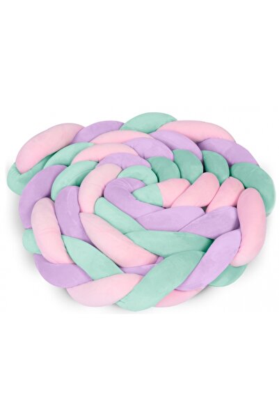 Ricokids Protectie laterala impletita pentru patut Trio Roz/Mov/Turcoaz 3metr...