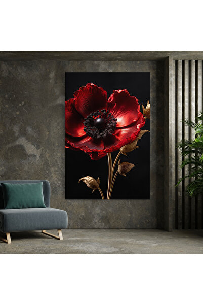 Arthub Canvas Painting, Bedroom And Living Room, Flowers, Dark Red Poppy
