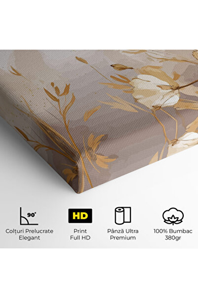 Arthub Canvas Painting, Bedroom And Living Room, Flowers, Gold Cream Poppy