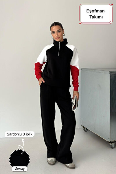 AYMELEK Women's Tracksuit Set with Zipper Transitional Mock Neck (3 Thread) Ş Fleece-Lined Set