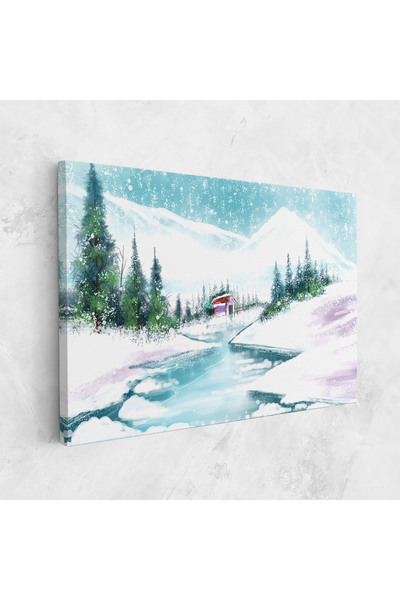 Arthub Canvas Painting, Bedroom And Living Room, Landscapes, Purple House Winter