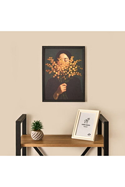 Evidea Panou de perete Deco Woman Of Flower - Negru / Portocaliu - 30x40 cm