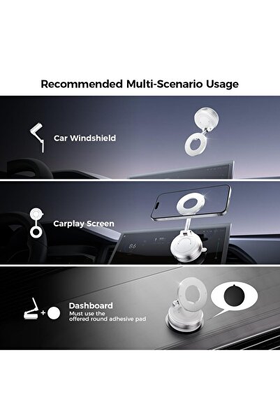 Generic Strong Suction Vacuum Magnetic Car Holder: Foldable Phone Mount, Secure & Universal Fit