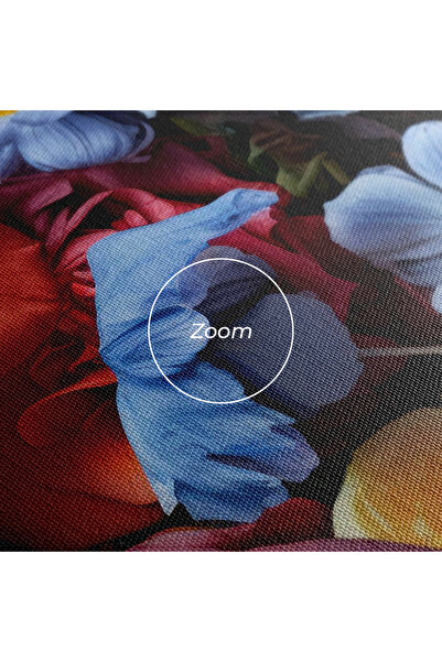 Arthub Canvas Painting, Bedroom And Living Room, Flowers, Blue Orange Bouquet