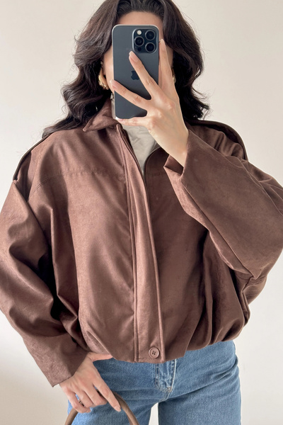 Eka Women's Brown Suede Coat 0999-8504