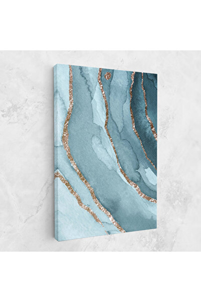 Arthub Canvas Painting, Bedroom And Living Room, Abstract, Blue Golden Glitter