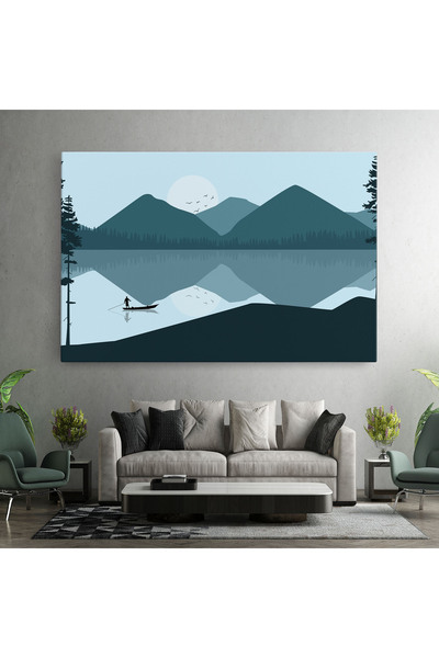 Arthub Canvas Painting, Bedroom And Living Room, Landscapes, Blue Light Lake