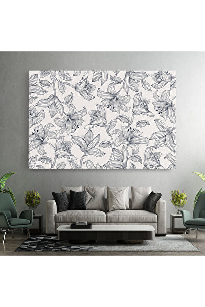 Arthub Canvas Painting, Bedroom And Living Room, Flowers, Blue Pattern Flower