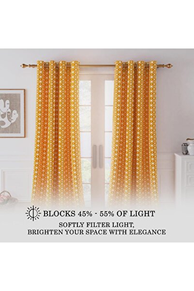 Generic Story@Home Cotton Window Curtain - 5 ft Boho Back-Tie, Light Yellow & Orange, Single Pack
