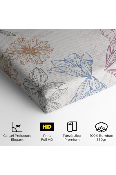 Arthub Canvas Painting, Bedroom And Living Room, Flowers, Color Line Mix