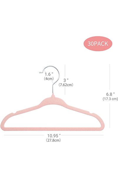 Generic ManGotree Velvet Baby Coat Hangers, Slim Non-Slip, 11-inch, 30 Pack, Light Pink