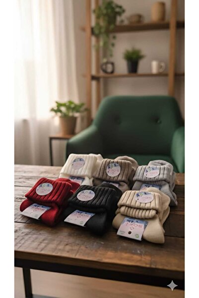 SOFT YÜN -BAMBU KATLAMALI PATİK ÇORAP; KIŞLIK; ASORTİ 6'LI PAKET; 36-39 NUMARA