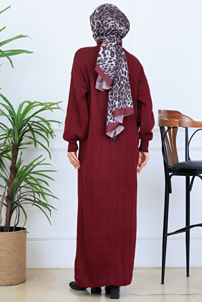 benguen Corded Fabric Knitwear Dress N7085 Burgundy