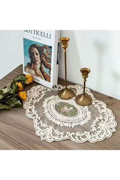 Generic 12”x16” Beige French Retro Lace Placemat - Fashion Embroidered Table Mat for Cups Vases