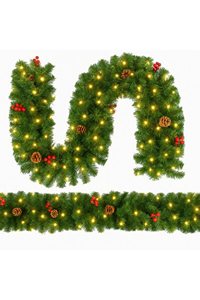 zola Ghirlanda de brad cu lumini Led, pentru Craciun, alb cald, conuri, fruct...