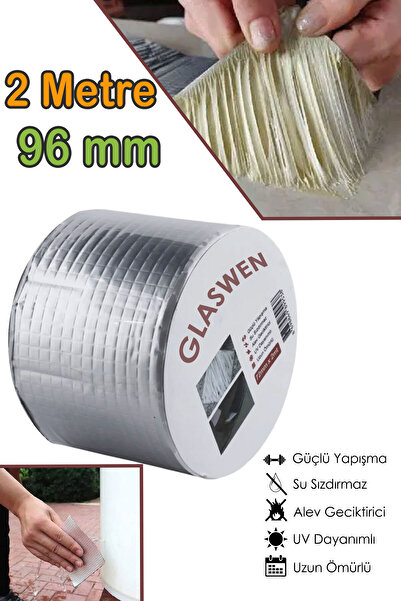 GLASWEN Çatı İzolasyon Bandı 96 mm X 2 MT Su Sızdırmazlık Geçirmez Delik Yalı...