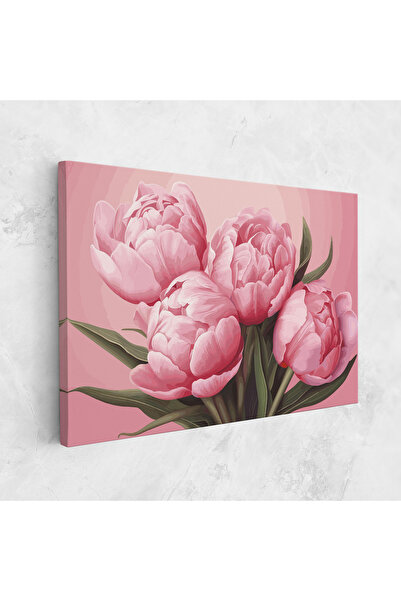 Arthub Canvas Painting, Bedroom And Living Room, Flowers, Peony On Pink