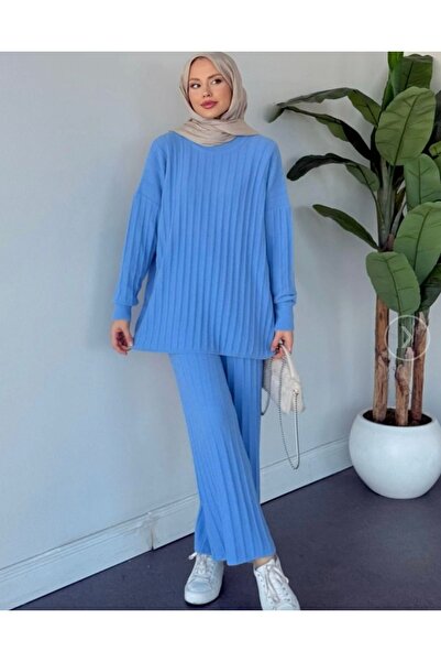 GÜZELLER Angora Trouser Knitwear Set with Tassels