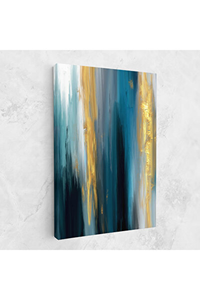 Arthub Tablou Canvas, Dormitor Si Living, Abstracte, Golden Black Blue Art