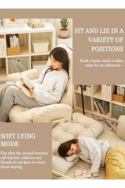 Generic Foldable Floor Sofa Bed Lazy Sofa Tatami Recliner Lazy Chair Balcony Leisure Sofa 5-Speed Adjustment