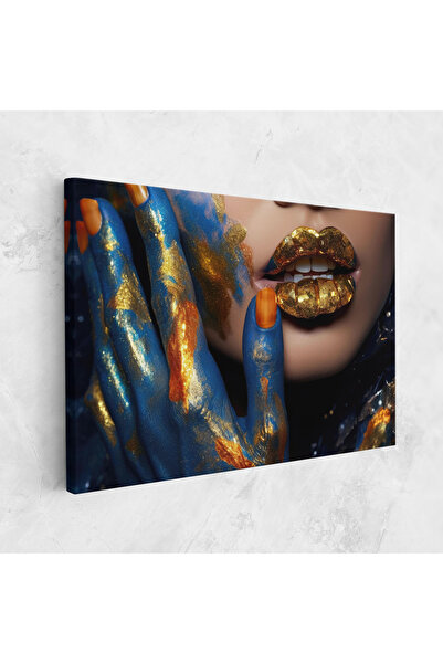 Arthub Tablou Canvas, Dormitor Si Living, Femei, Blue Hand Lips
