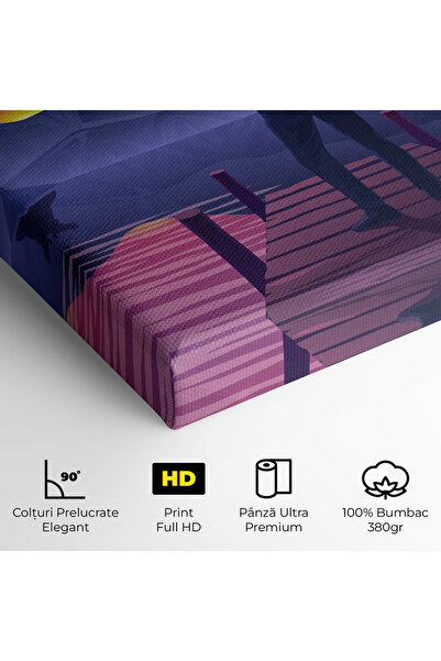 Arthub Canvas Painting, Bedroom And Living Room, Landscapes, Lake Pink Night