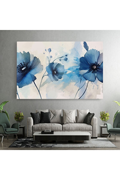 Arthub Canvas Painting, Bedroom And Living Room, Flowers, Blue Poppies
