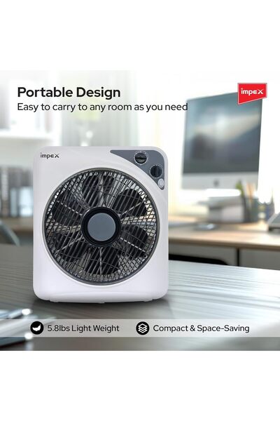 İMPEX Box Fan BF 7512 50W 12 Inch, 3 outlets, White