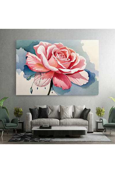 Arthub Canvas Painting, Bedroom And Living Room, Flowers, Bih Pink Rose