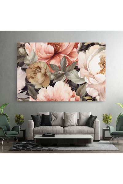 Arthub Canvas Painting, Bedroom And Living Room, Flowers, Cream Pink Peony
