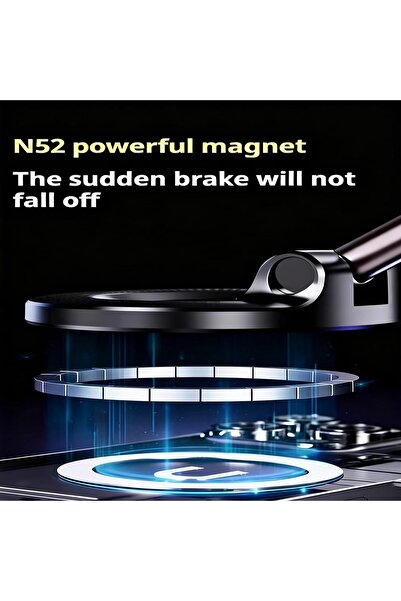 Generic Retractable Car Phone Mount - 360° Magnetic, Adjustable Vacuum Suction & Portable Holder