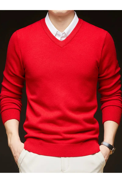 NO4 PULOVER BĂRBAȚI CU DECOLTEU TEXTURAT, CU POTRIVIRE CONFORTABLE