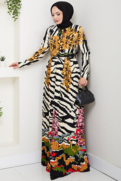 Feiza Collection Zebra Desenli Tesettür Elbise