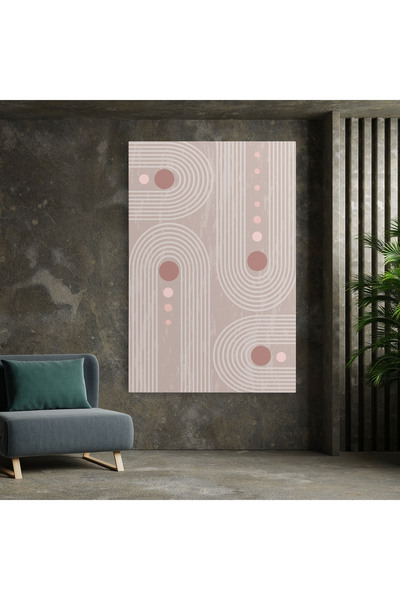 Arthub Canvas Painting, Bedroom And Living Room, Abstract, Pink Circle On Cream