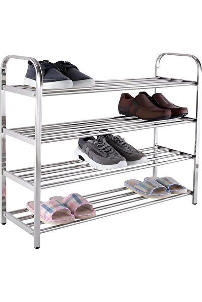 Home Dwell رف أحذية من الفولاذ المقاوم للصدأ بأربع طبقات - منظم موفر للمساحة