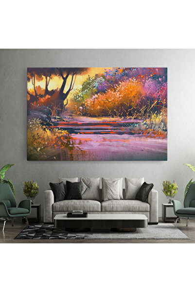 Arthub Canvas Painting, Bedroom And Living Room, Landscapes, Landscape Colorful Trees