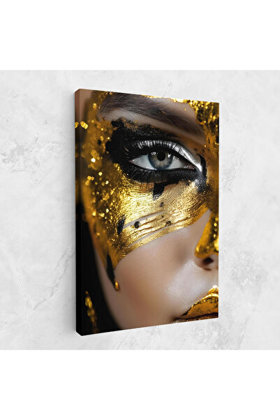 Arthub Canvas Painting, Bedroom And Living Room, Women, Black Gold Eyeliner