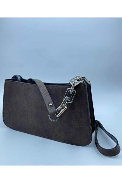 Qulothes Nubuk & Zincir Desenli Mini Kadın Kol Çantası