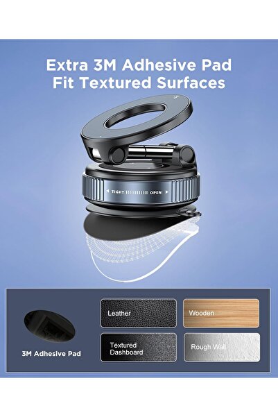 Generic Beeasy Upgraded Magsafe Car Mount - Vacuum Suction Dashboard Holder, 360° Adjustable Foldable